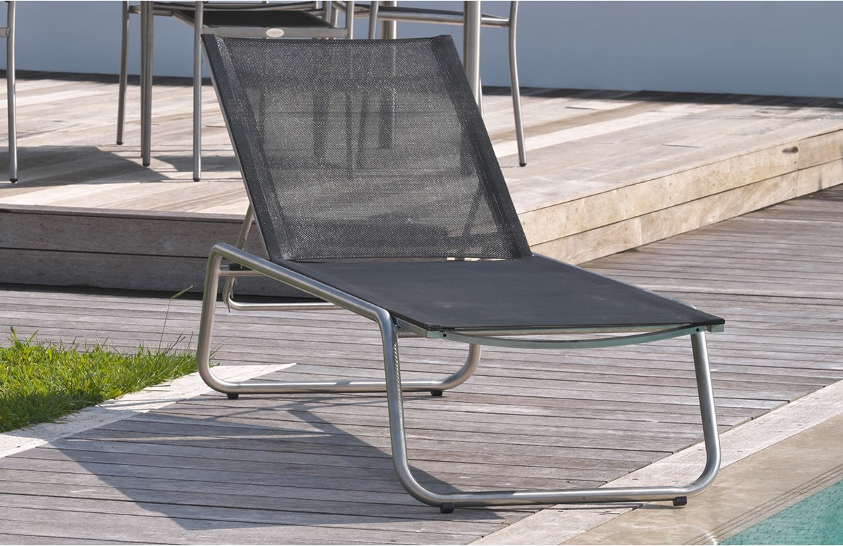 Bain de soleil design en inox & textilène noir Paris Garden MILANO Bain de soleil design en inox & textilène noir Paris Garden MILANO