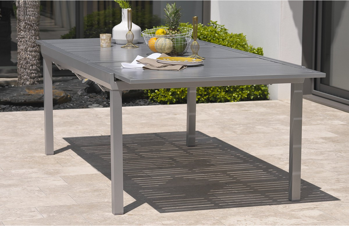 Table aluminium 8-10 places gris galet