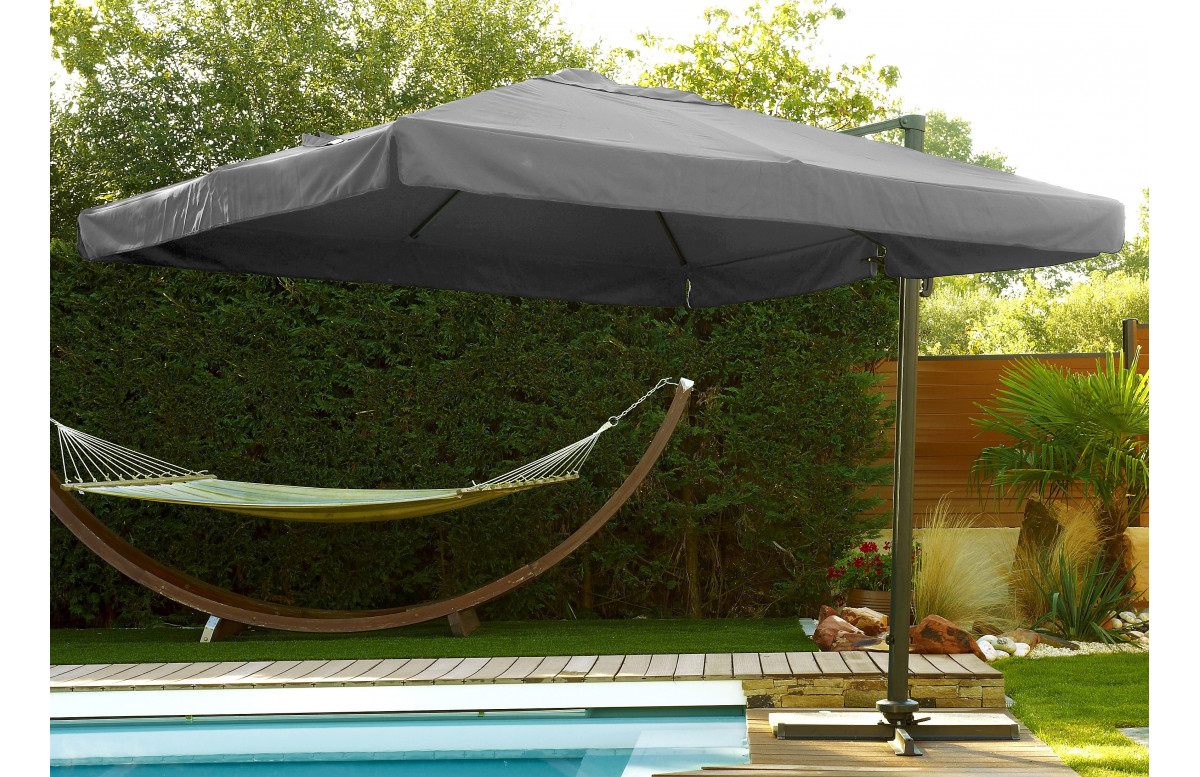 Parasol de jardin déporté inclinable 3x3 carré DCB Garden GRIS