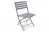 Table pliante en aluminium coloris gris galet et ses 6 chaises assorties