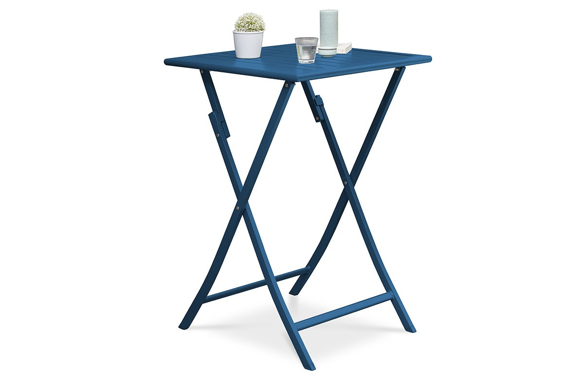 Table de jardin pliante et carrée haute en aluminium pour 2 personnes