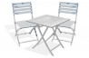 Guéridon pliant gris galet + 2 chaises