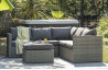 Salon de jardin design bas en résine tressée DCB Garden 5 places gris BONHEUR
