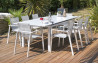 Ensemble table et chaises de jardin en alu + plateau aluminium 6 personnes DCB Garden blanc