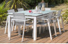 Table de jardin extensible en aluminium blanc et plateau verre pour 8 personnes DCB Garden MYKONOS