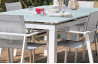 Table de jardin extensible en aluminium blanc et plateau verre pour 8 personnes DCB Garden MYKONOS