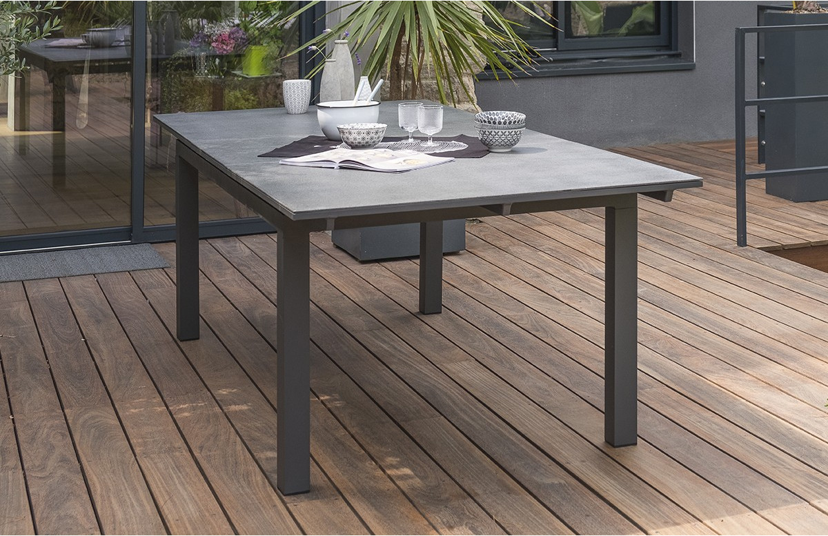 Table de jardin extensible en aluminium et verre pour 8 personnes DCB Garden MIAMI