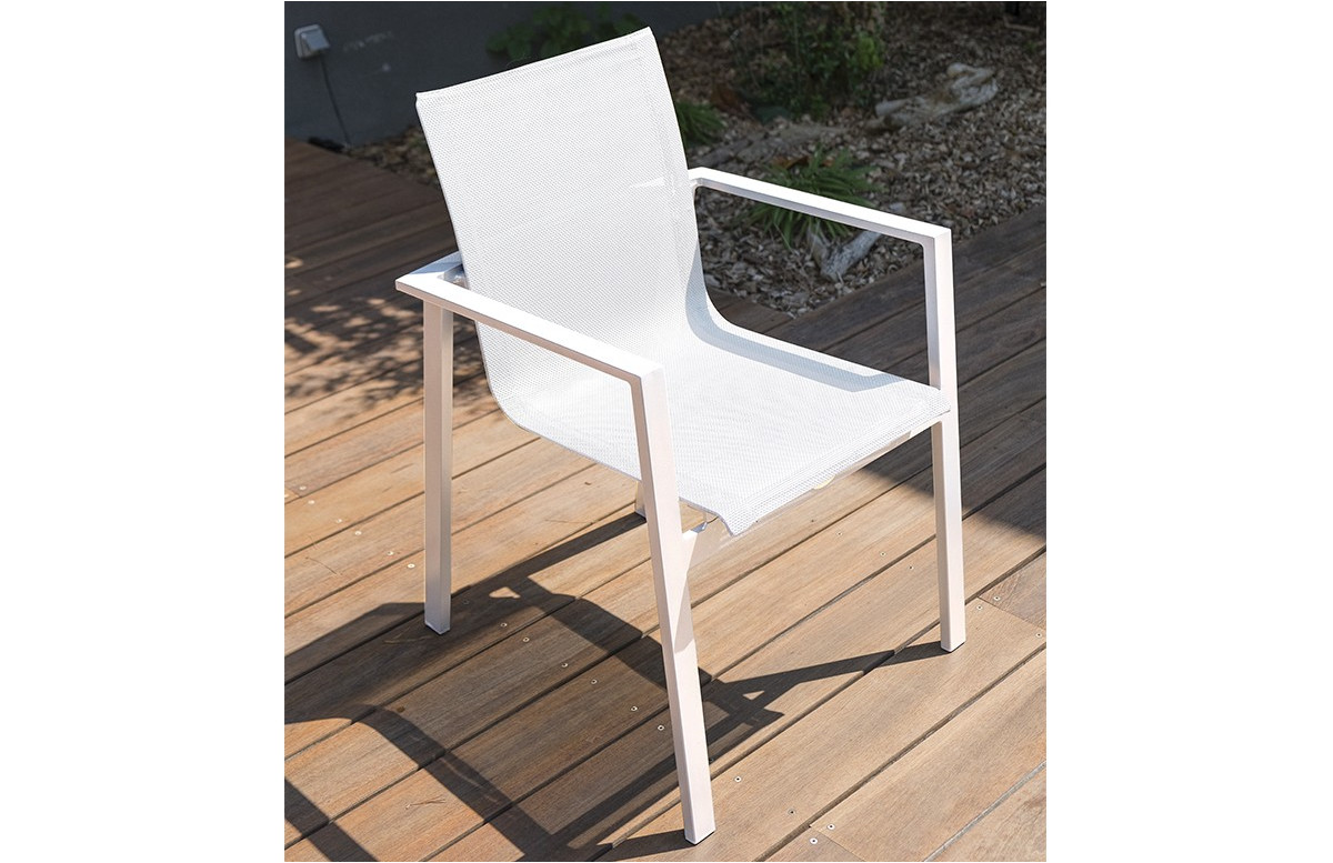 Fauteuil salon de jardin en aluminium DCB Garden blanc MYKONOS