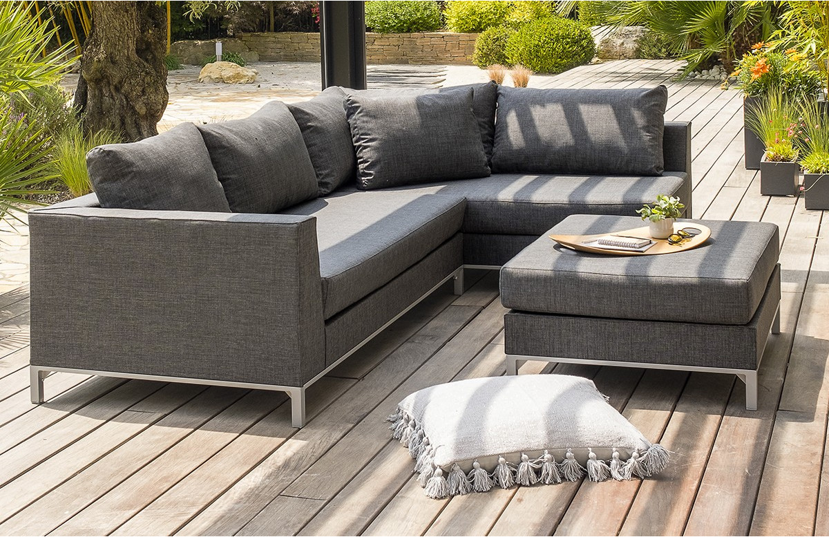 Salon de jardin CASABLANCA en tissu anthracite