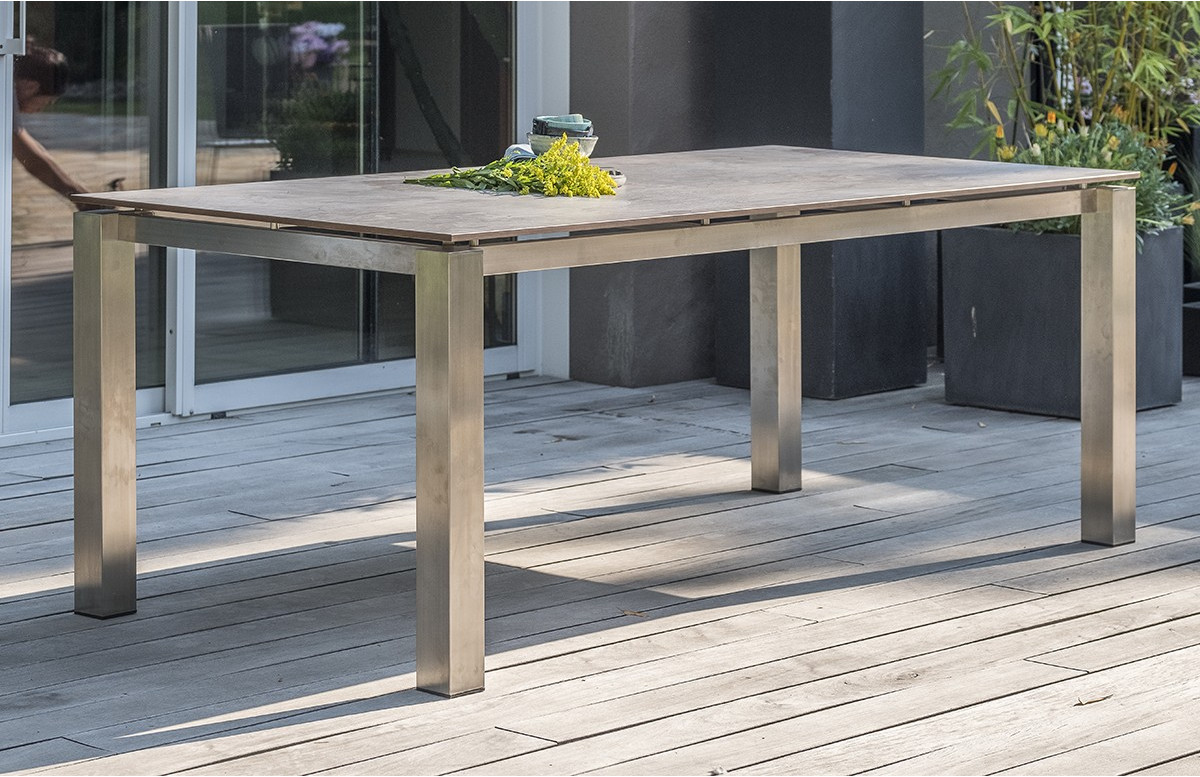 Table de jardin 8 personnes en inox et HPL rectangulaire Paris Garden TORINO