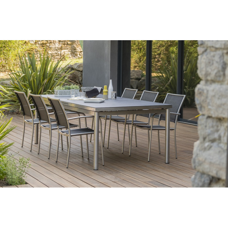 Ensemble table de jardin 6 à 8 personnes 220 cm Laguna + 6 chaises