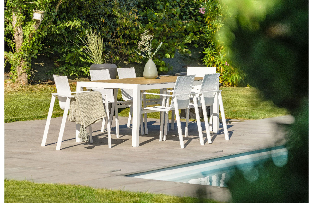 Ensemble table et chaises de jardin en aluminium 6 personnes DCB Garden blanc HELSINKI