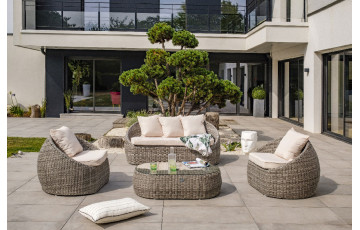 Salon de jardin design bas en résine tressée DCB Garden 5 places gris ISA