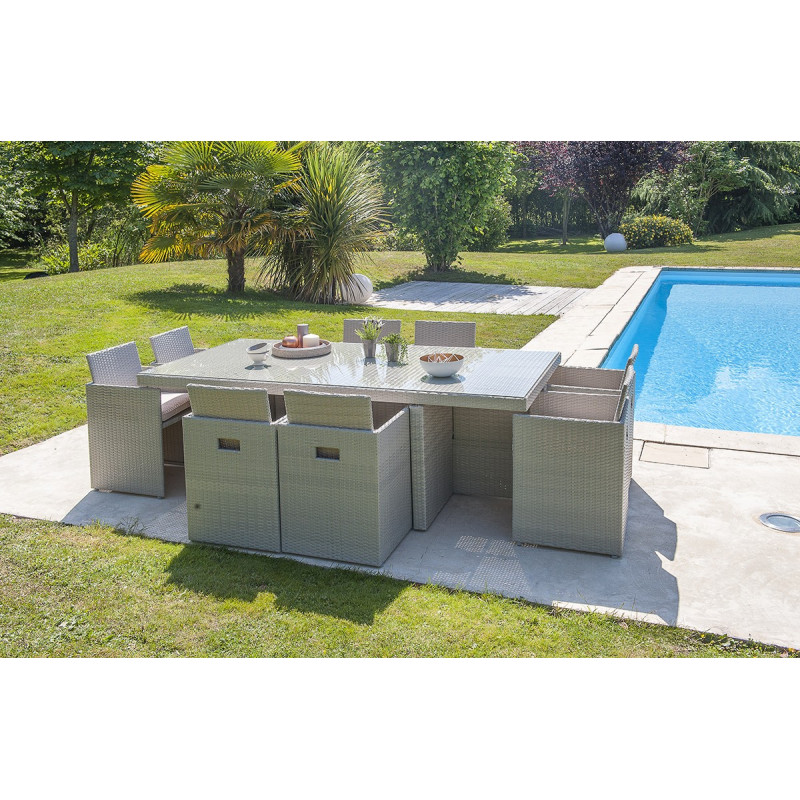 lit de piscine avec accoudoirs, multi-positions, tressé - DCB GARDEN -  Mr.Bricolage