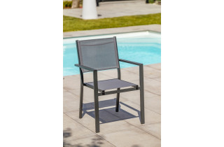 Fauteuil de salon de jardin empilables en aluminium et textilène DCB Garden TOLEDE - anthracite