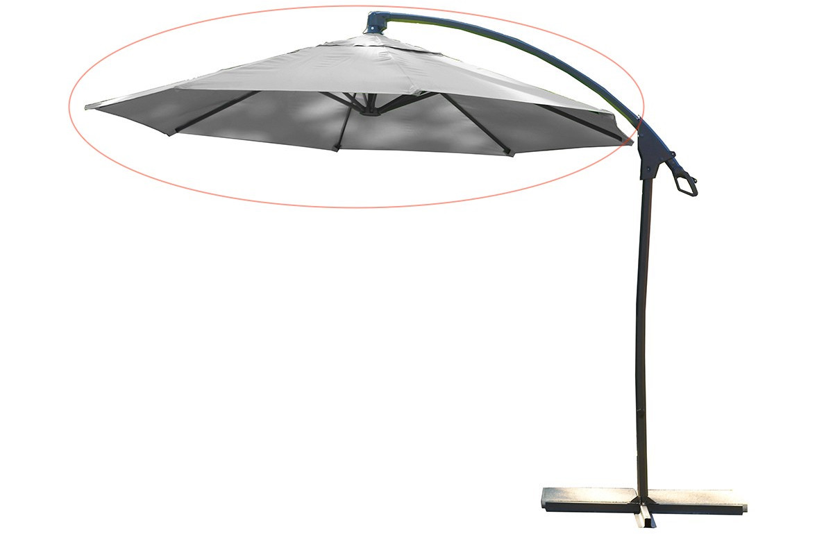 Toile + mat Parasol aluminium avec pied excentré gris clair Toile + mat Parasol aluminium avec pied excentré gris clair