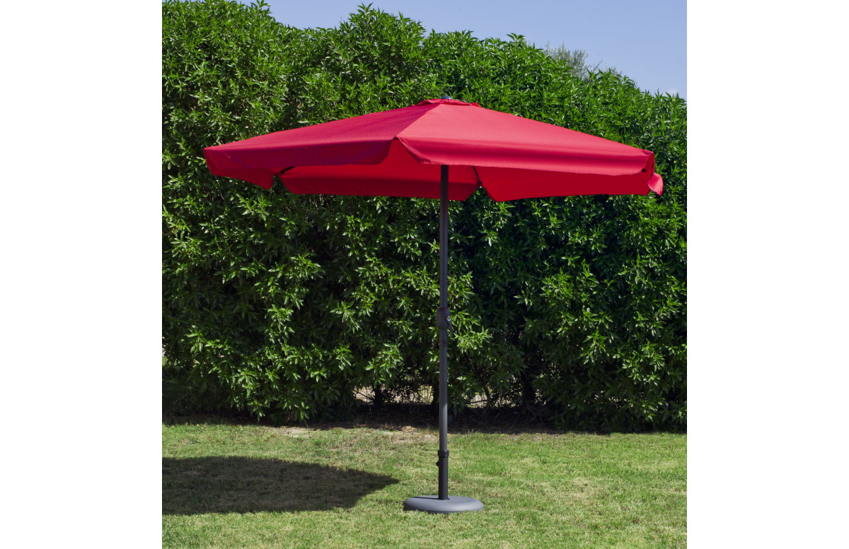 Parasol de jardin haut de gamme 3m droit à manivelle ROUGE Hevea