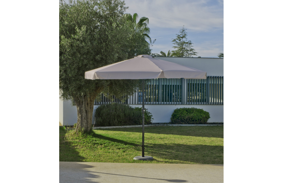 Parasol de jardin haut de gamme 3m droit à manivelle BEIGE Hevea