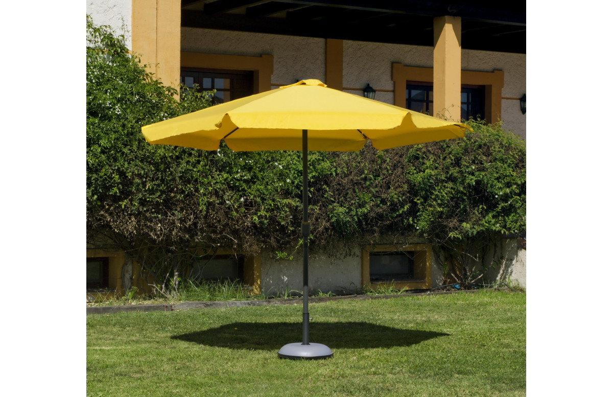 Parasol de jardin haut de gamme 3m droit à manivelle JAUNE Hevea