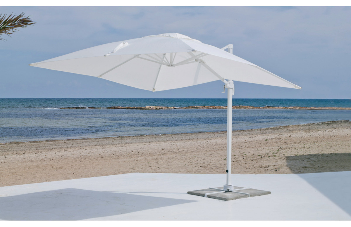 Parasol de jardin déporté inclinable 3x3 BLANC Hevea