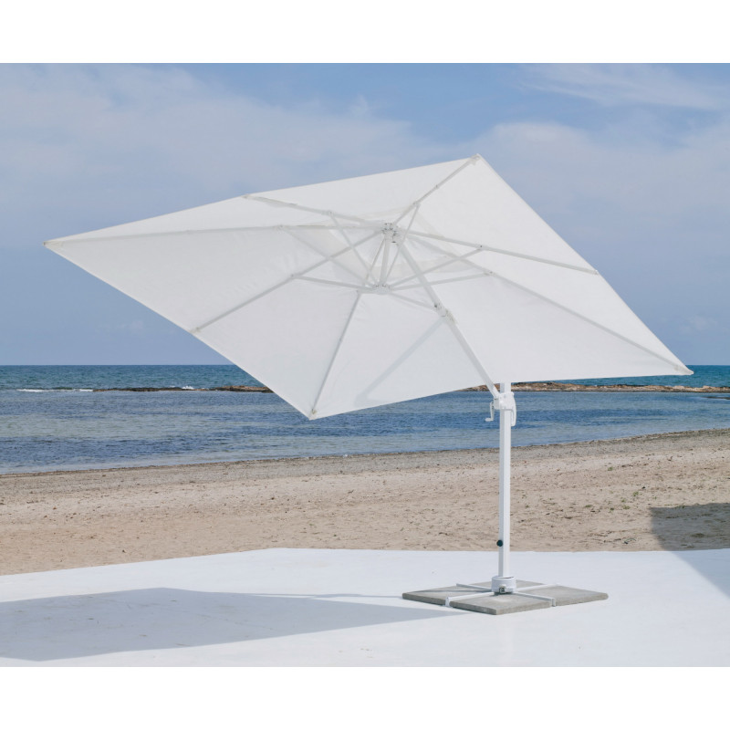 Parasol de jardin déporté inclinable 3x3 BLANC Hevea