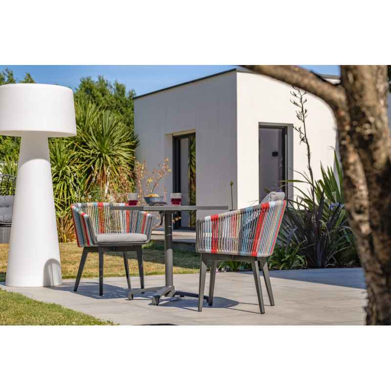 Ensemble salon de jardin en aluminium pliable, table et chaises de jardin  en aluminium - Pacific Linea