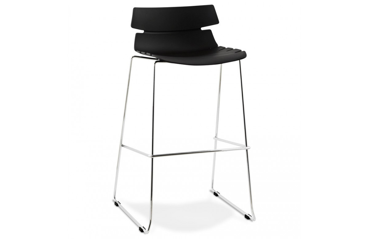 Tabouret de bar noir en polymère résistant - Reny