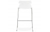 Tabouret de bar empilable blanc - métal chromé- Reny