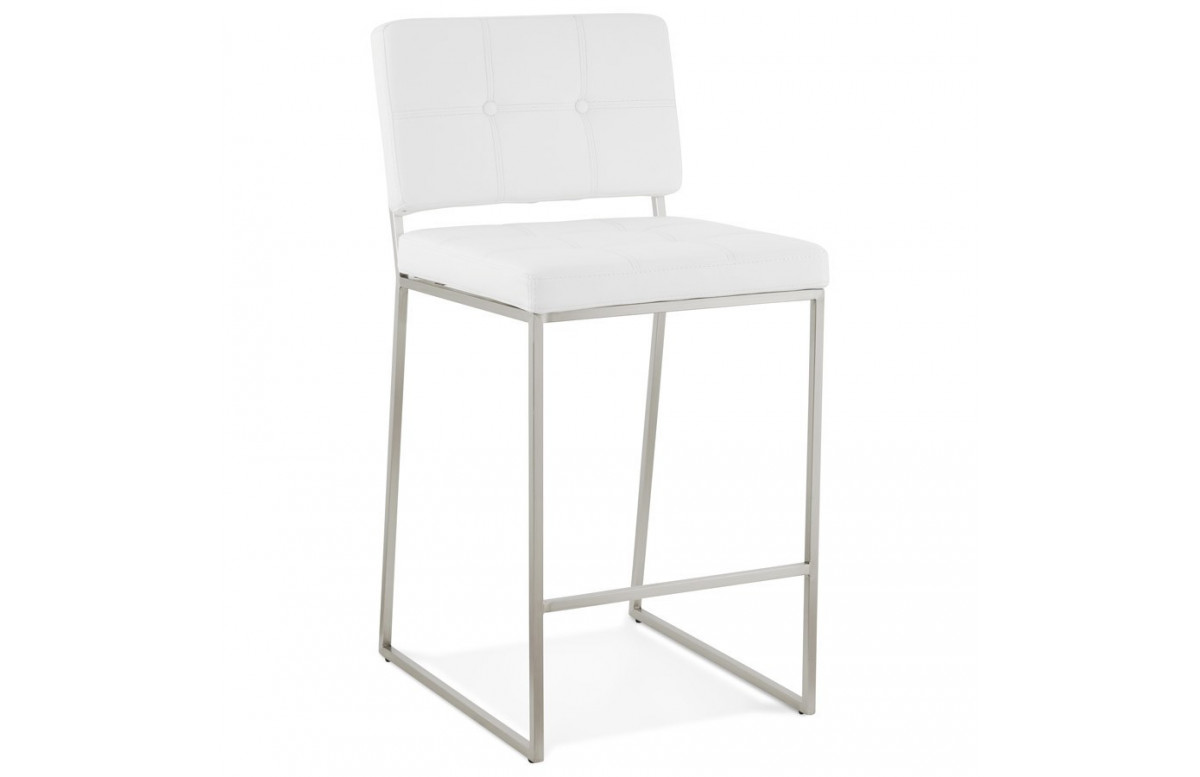 Tabouret de bar blanc revêtu de simili cuir - Dod