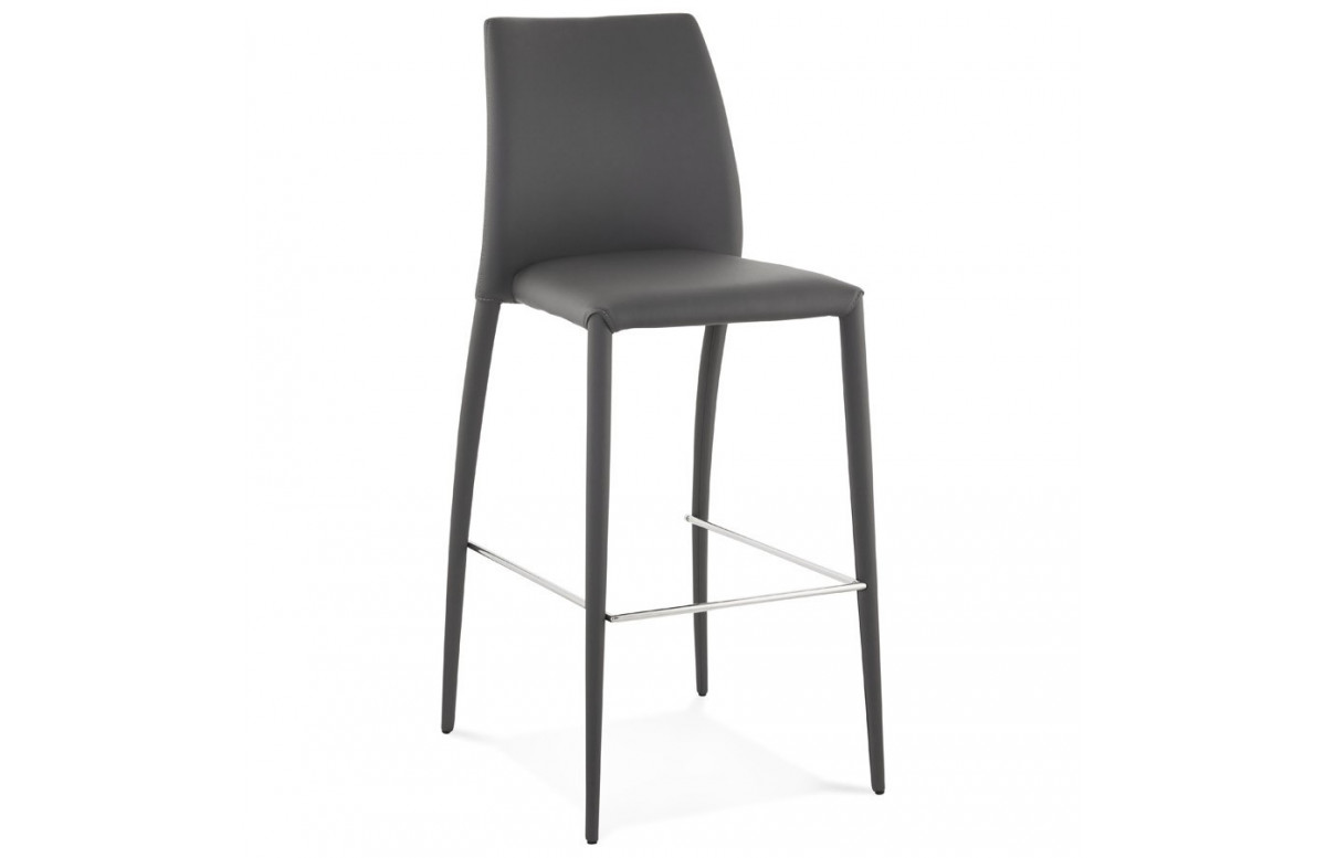 Tabouret de bar gris en simili cuir - Bovary