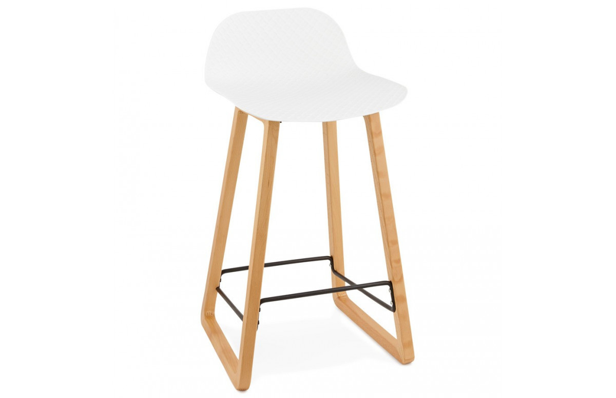 Tabouret de bar en plastique pieds en bois - Astoria