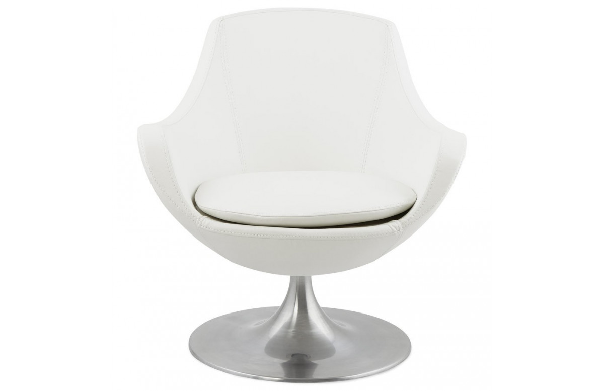 Fauteuil modulable habillé en simili cuir blanc - Raoul