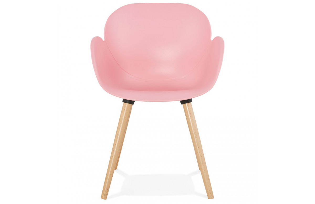 Chaise moderne de couleur rose et pieds en bois - Sitwel