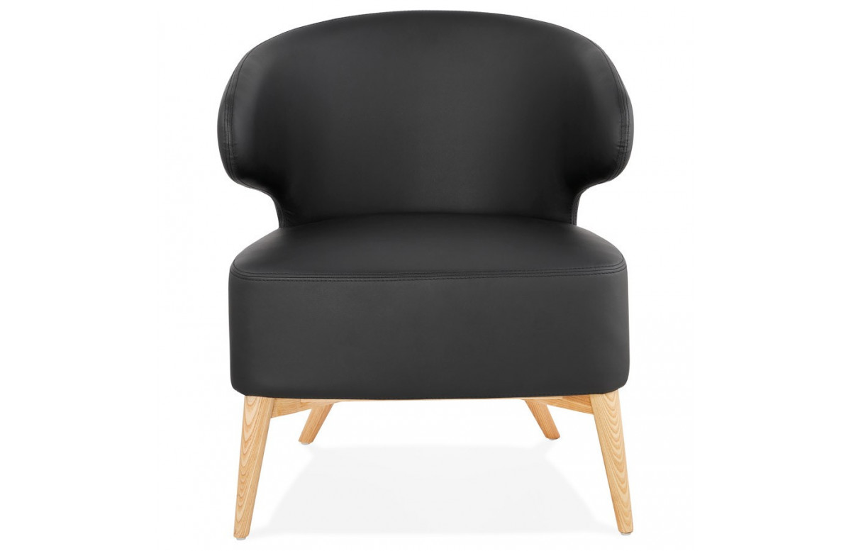 Fauteuil lounge pieds bois naturel - Michel