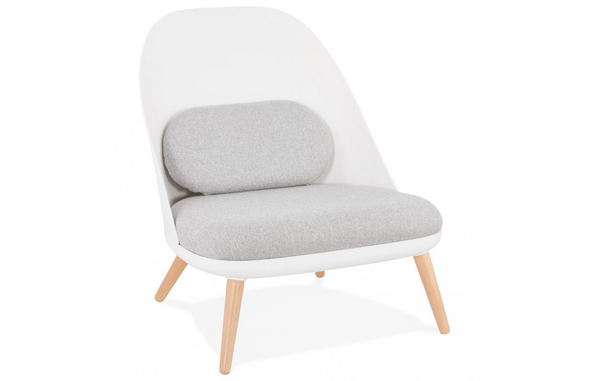 Fauteuil en polypropylène blanc et gris en tissu - Kajol