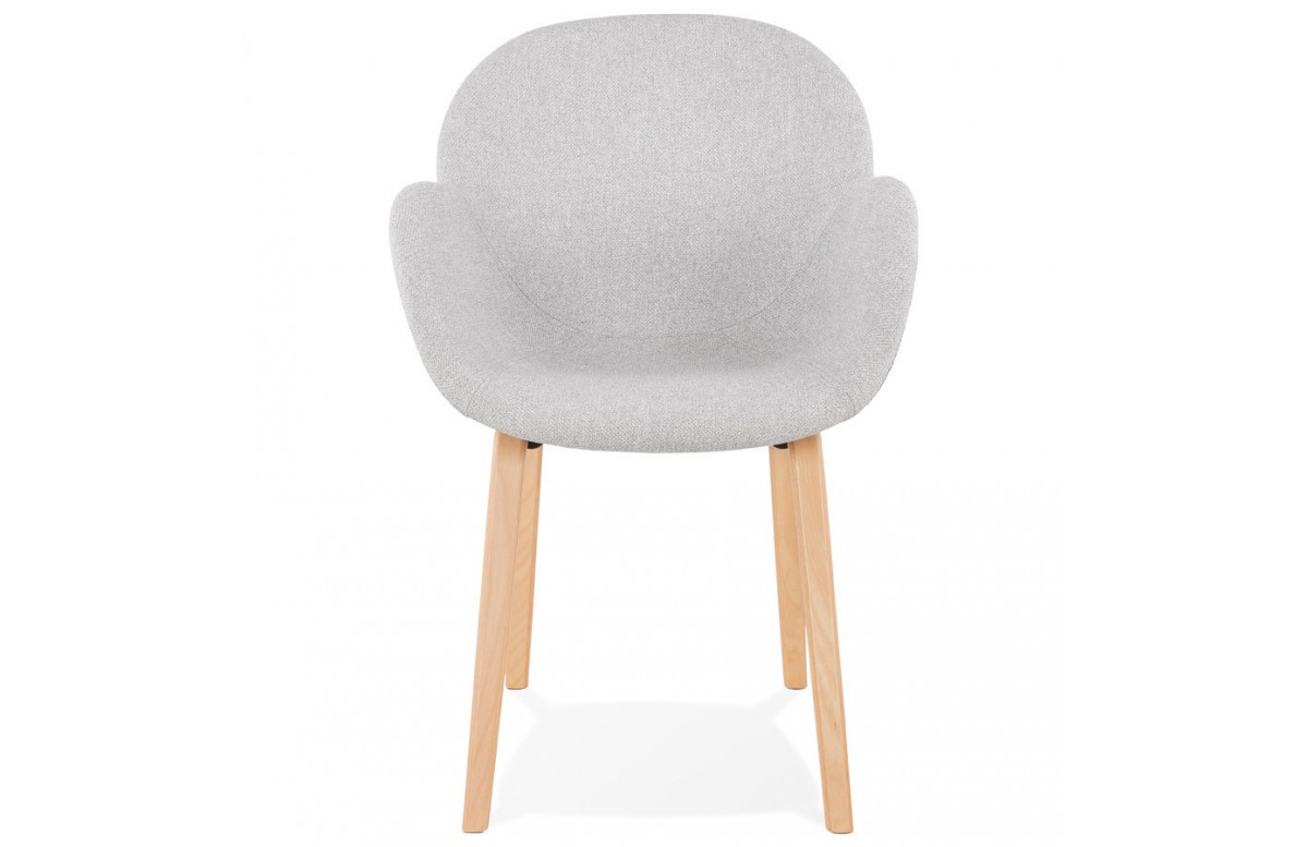 Fauteuil gris en tissu structure bois - Elegans