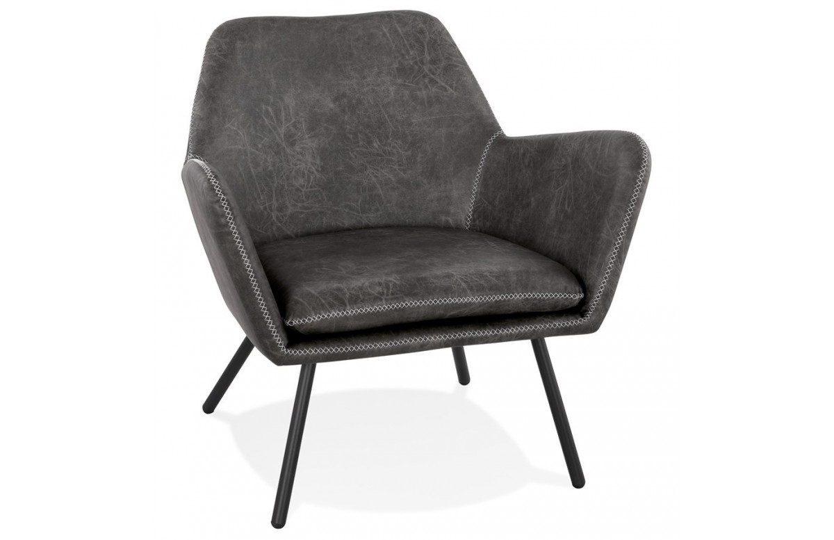 Fauteuil vintage noir en simili cuir - Luft