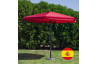 Parasol de jardin haut de gamme 3m droit à manivelle ROUGE Hevea