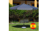 Parasol de jardin haut de gamme 3m droit à manivelle GRIS Hevea