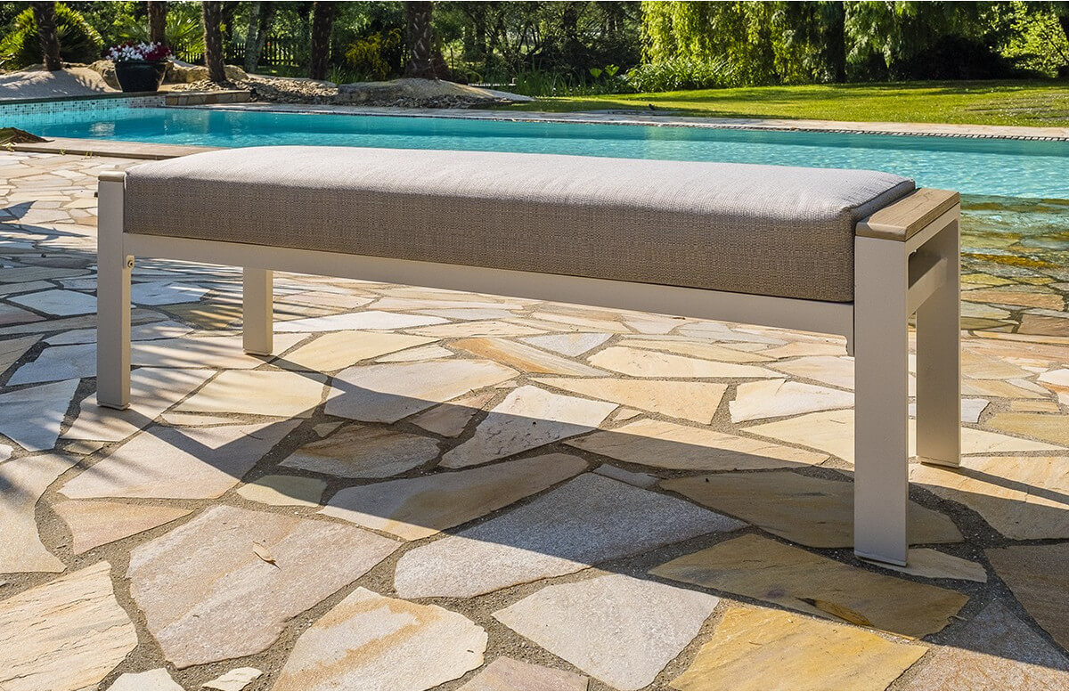 Banc de jardin en aluminium & composite blanc et taupe DCB Garden Banc de jardin en aluminium & composite blanc et taupe DCB Garden