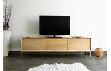 Meuble TV chêne naturel brut DELORM