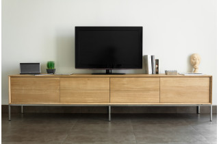 Meuble TV chêne naturel brut DELORM