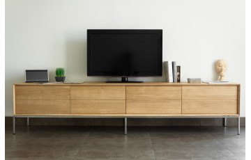 Meuble TV chêne naturel brut DELORM