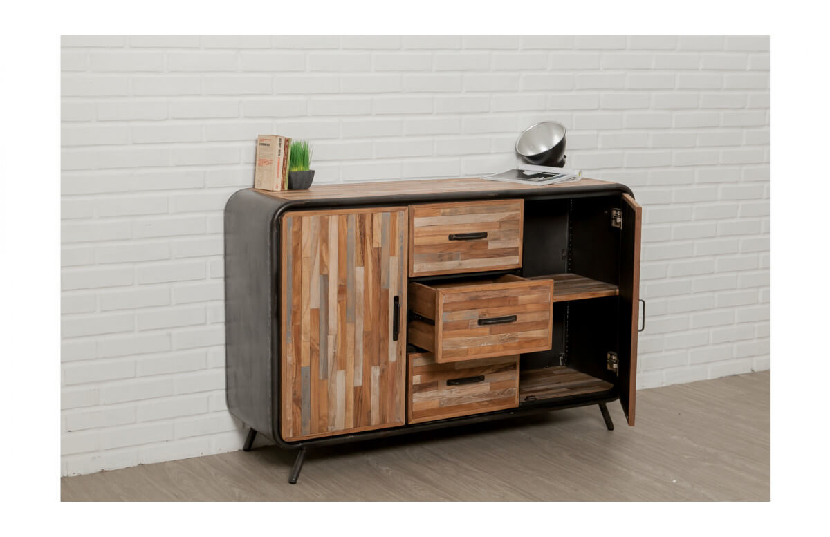 Buffet en bois brut recyclé DELORM