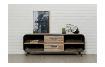 Meuble TV en bois brut recyclé DELORM