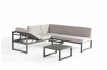 Salon de jardin d'angle design bas gris anthracite 5 personnes DELORM