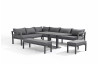 Salon de jardin d'angle design bas gris anthracite 10 personnes DELORM