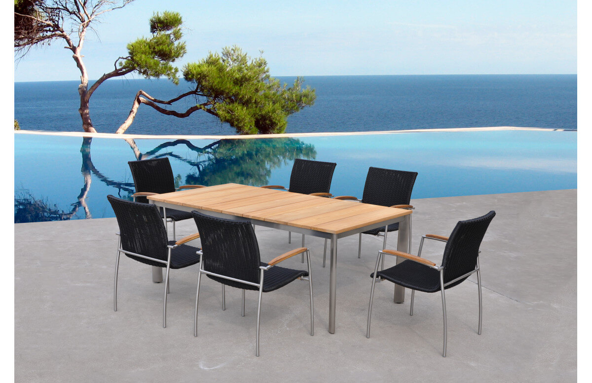 Ensemble table et chaises de jardin en teck 6 personnes DELORM Ensemble table et chaises de jardin en teck 6 personnes DELORM