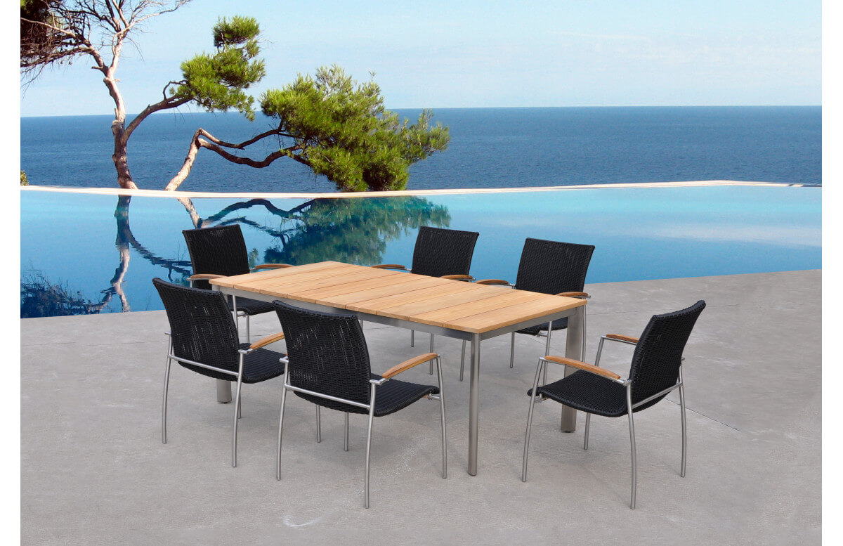 Ensemble table et chaises de jardin en teck 6 personnes DELORM