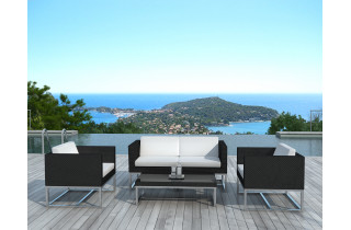 Salon de jardin design bas noir 4 personnes DELORM